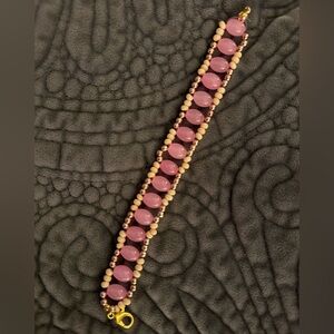 Pink and Rose Gold Beaded Bracelet 7.75-8” wrist